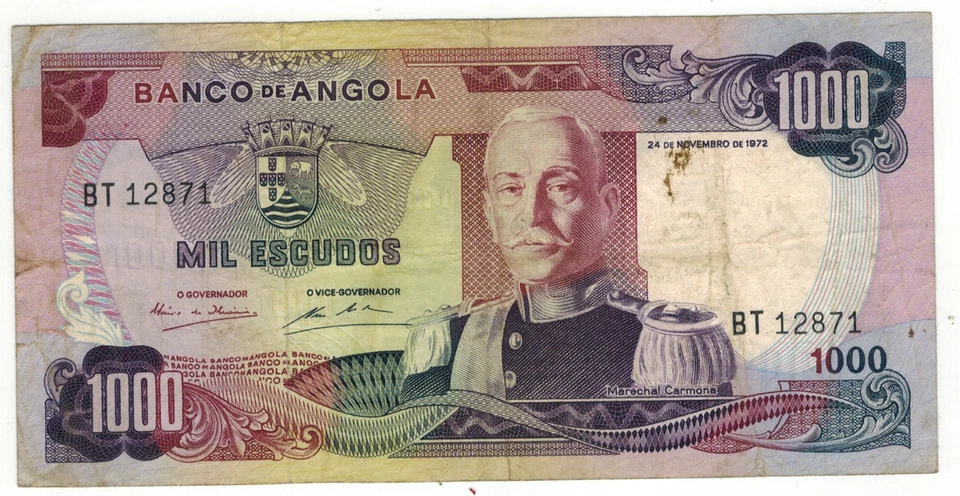 Angola Banknotes 1000 ESCUDOS 1972 p103 FINE/VF BT12871 - Image 1 of 2