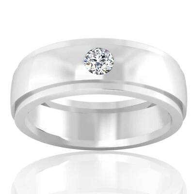 Alianza de boda redonda de diamantes naturales de 0,21 quilates de corte brillante platino 950 real Foto 1 de 4