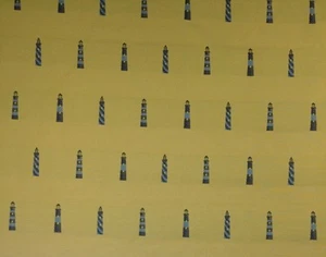 LIGHTHOUSE YELLOW JACQUARD UPHOLSTERY CUSHION FABRIC BY THE YARD 54"W - Picture 1 of 5