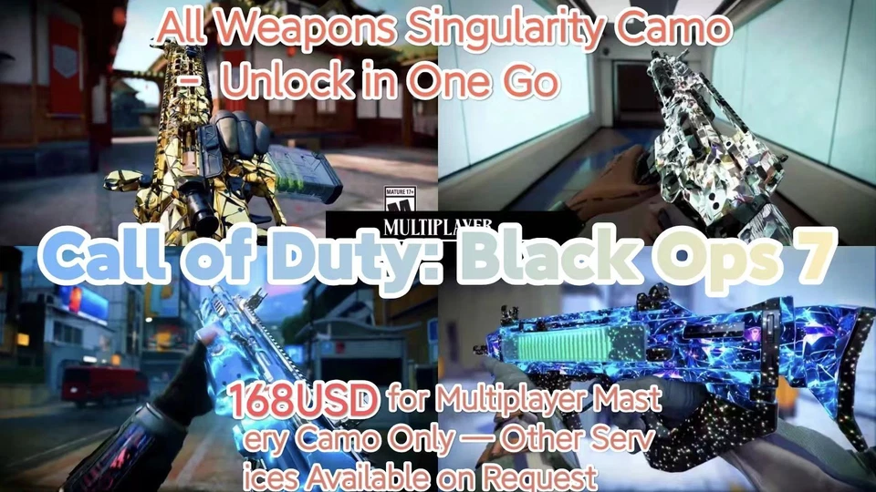 COD22 BO7 All Weapons Singularity Mastery Camos Unlocked– PC/XOBX/PS - Bild 1 von 1