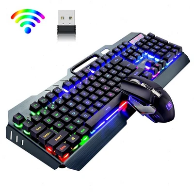 Gaming-Tastatur Kabellose wiederaufladbare Gaming-Tastatur-Maus-Set 2400DPI Maus - Bild 1 von 3