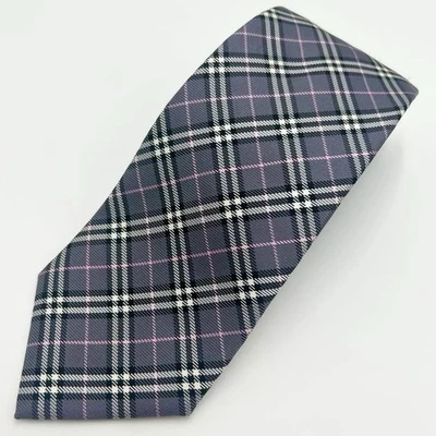 Burberry Black Label Tie Purple Nova Check Pattern Used 8cm Wide - Image 1 of 4