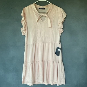 Tommy Hilfiger Dress 8 Tiered Pleated Flutter Arms Double Layered Sheer Ethereal - Picture 1 of 13