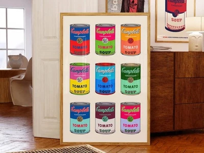 坎贝尔汤罐海报,安迪·沃霍尔艺术印刷品,五颜六色的厨房装饰 — 第 1/4 张图片