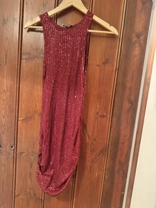 Red Burgundy MINI Sequin Dress BNWT Size 8 - Picture 1 of 5