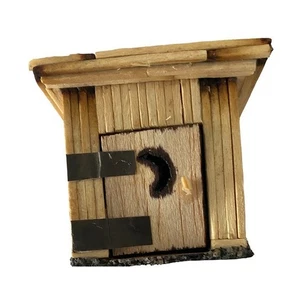 Burnt Match Tramp Prison Folk Art Handmade Outhouse 2" Open Door Toilet Paper - Picture 1 of 4