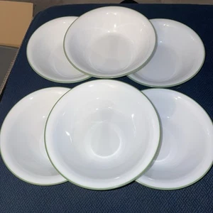 Vintage Corelle SHADOW IRIS 7 1/4" Cereal/ Soup Bowls Green Trim/ Lot Of 5 - Picture 1 of 8