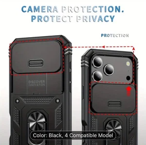 Full Body Rugged Protective Slide Camera Stand Protection For iPhone 17 Models  - Picture 1 of 9