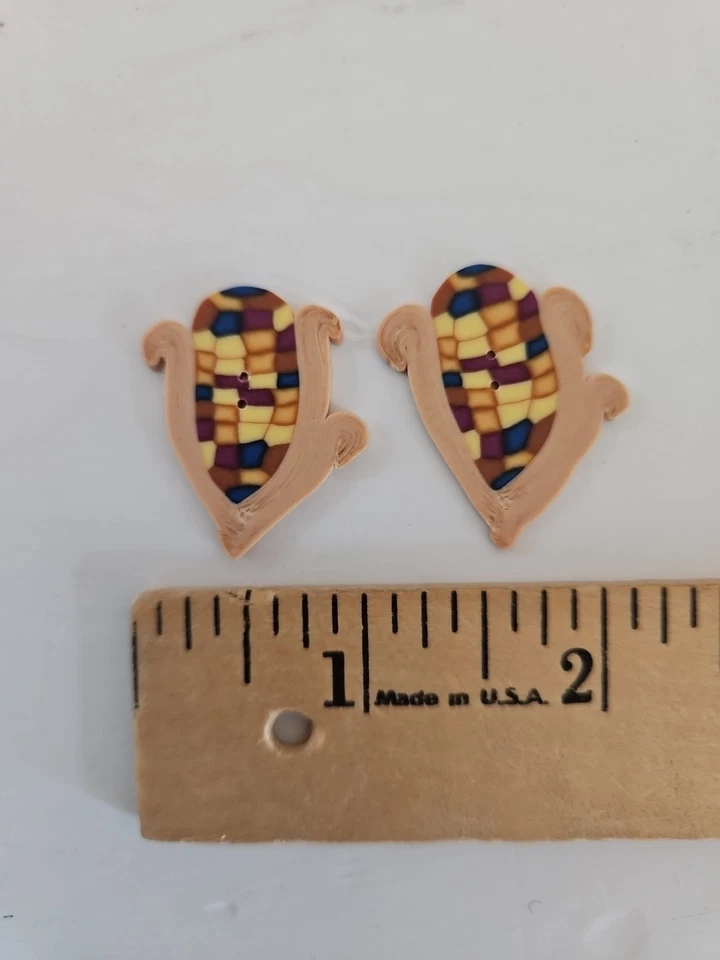 2X Just Another Button Company INDIAN CORN Polymer Clay Buttons for Cross-Stitch - Image 1 of 1