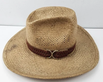 Vtg American Hat Co. Cowboy Hat Huston Texas Stiffened Woven Straw Size 7 1/8 - Image 1 of 4