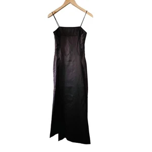 Vera Wang satin Spagetti Strap Maxi Dress With Attached Tail Suze 8 Brown - Picture 1 of 6