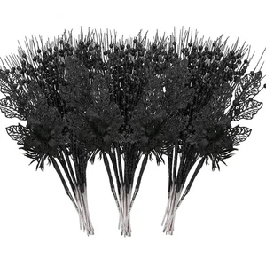 28 Stück schwarzer Christbaumschmuck, künstliche Glitzerbeeren und Blumen... - Bild 1 von 6