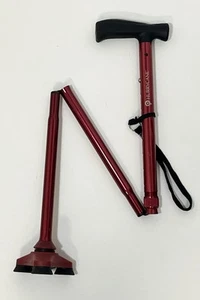 HurryCane All Terrain Metal Folding Walking Cane T Handle Freedom Red Travel - Picture 1 of 11