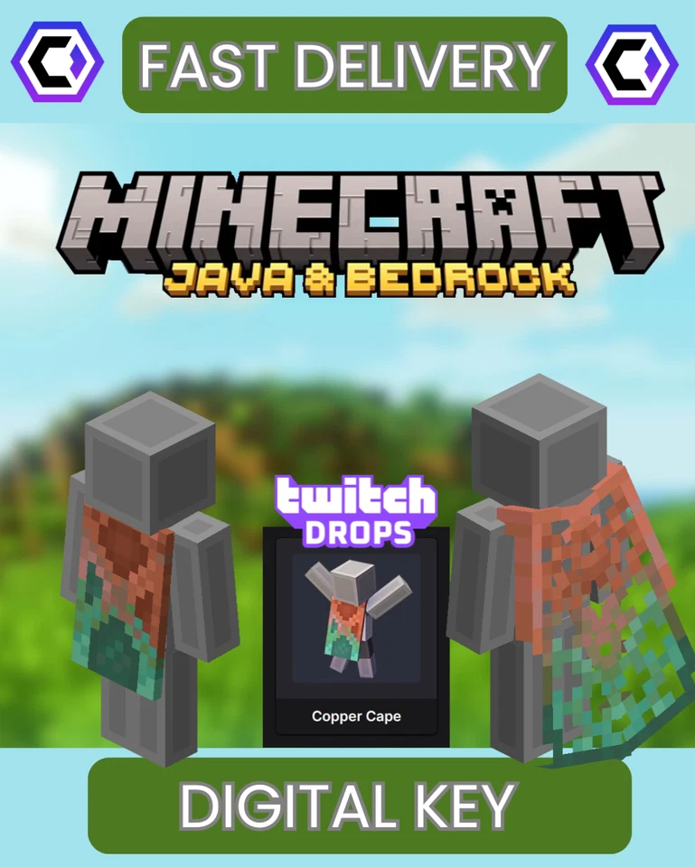 Minecraft Copper Cape - Twitch Drops - Rare Cape - JAVA & BEDROCK - FAST!
