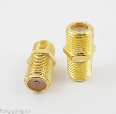 10x Gold F Female To F Female Coupler Straight Coax Gender Changer TV Connector - Image 1 of 4