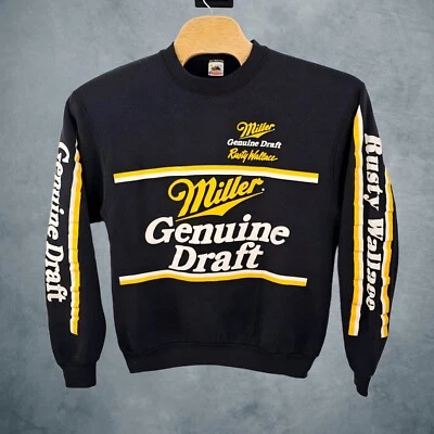 Sudadera Negra Vintage Años 90 Rusty Wallace Nascar Miller Genuina Borrador Talla XL  Foto 1 de 4