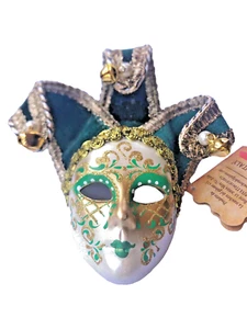 MASCARADA VENECIANA JOLLINI MINIATURA CERÁMICA VERDE ITALIA - Imagen 1 de 1