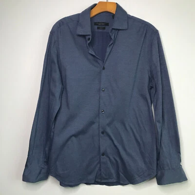 John Varvatos Shirt Blue Button Mens Large Long Sleeve Preppy Collared Slim Fit - Image 1 of 4