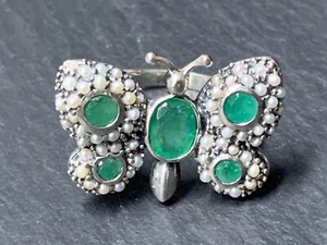 Smaragd Ring Schmetterling 925er Silber Gr.54 - Bild 1 von 21