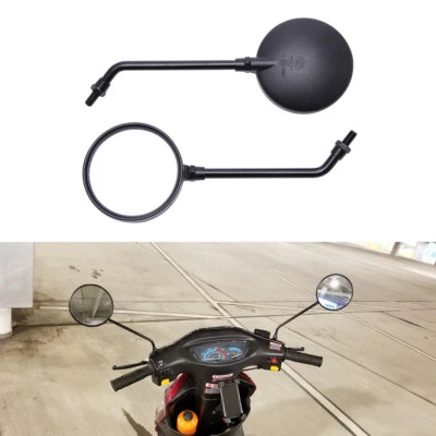 Universal Black Round Motorcycle Rearview Mirrors for Kawasaki KZ Suzuki Scooter - Image 1 of 4