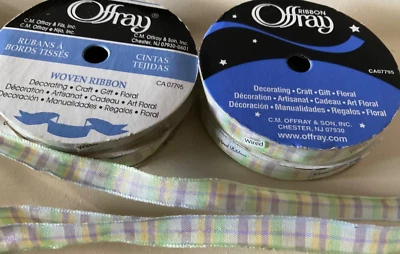 3 Yards Spring Plaid Ribbon Green Purple Yellow Plaid Easter Ribbon 3/8” - Image 1 of 2