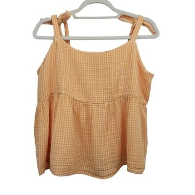 Старый темно-оранжевый Gingham со сборками пеплум верхний размер большой - Изображение 1 из 4