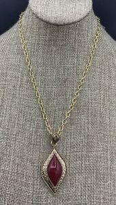 Barse Cleo Single Pendant Necklace- Raspberry Quartz- Bronze- NWT