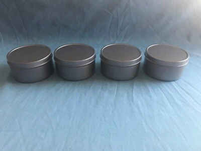 4 个新的 8 盎司容量带盖铝罐蜡烛制作药膏干香草 — 第 1/4 张图片