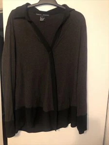 YANSI FUGEL RAYON & spandex long sleeve brown & black striped PRE-OWNED LARGE - Picture 1 of 6