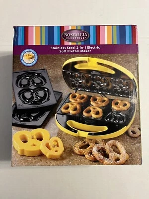 Nuevo en caja Nostalgia Electrics acero inoxidable 2 en 1 fabricante de pretzel # C1107 Foto 1 de 4