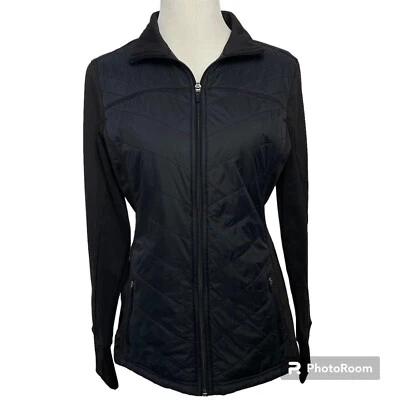 Chaqueta deportiva acolchada negra Everlast cremallera completa agujeros para los pulgares para mujer L grande Foto 1 de 4