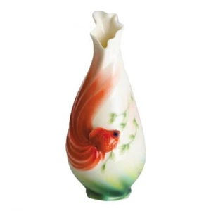 Franz Porcelain Vase Fantail Goldfish FZ00535 6" - Picture 1 of 2