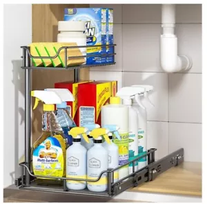 16.5" x 13" Slide Out Under Sink 2-Tier Shelf Roll Pull Out Cabinet Organizer - Picture 1 of 3