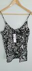 BNWT Topshop Black & White Animal Print Scoop Camisole Top, Size 6. RRP £12
