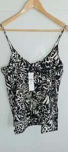 BNWT Topshop Black & White Animal Print Scoop Camisole Top, Size 6. RRP £12 - Picture 1 of 3