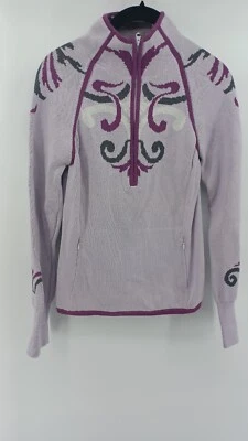 Suéter Para Mujer Athleta Media Cremallera Talla Tejido Estampado Púrpura Talla Pequeña Algodón  Foto 1 de 4
