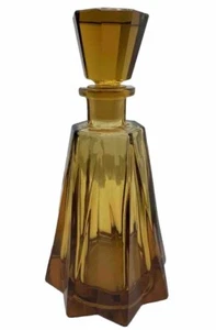 Decanter Amber Palda Era Czech Republic Antique MCM Art Deco 9" VTG Barware - Picture 1 of 10