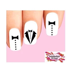 Juego de 20 calcomanías de uñas tobogán acuático - corbata de esmoquin negro surtido - Imagen 1 de 1