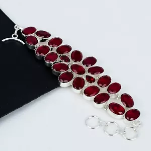 Ruby Dainty Gemstone Handmade 925 Sterling Silver Jewelry Bracelet - Picture 1 of 4
