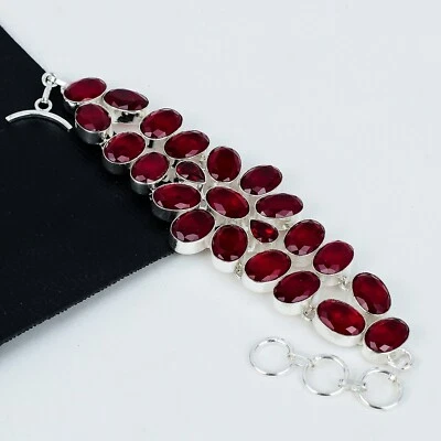 Ruby Dainty Gemstone Handmade 925 Sterling Silver Jewelry Bracelet - Image 1 of 4