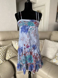 Vintage Yoana Baraschi Ivory Silk Floral Mini Dress Womens Size Small - Picture 1 of 6