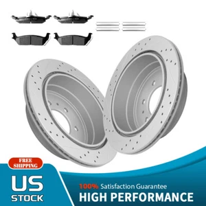 Rotores traseros perforados pastillas de freno de cerámica para Ford F-150 Lincoln Mark LT 2004-2008 - Imagen 1 de 8