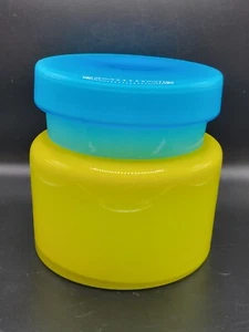 Luciano Vistosi Blown Cased Murano Glass Jar/Canister 1960 Italy Yellow Blue Lid - Picture 1 of 17