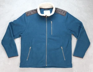 Men's Orvis Full Zip Fleece Sherpa Collar Green Jacket Large - Picture 1 of 4