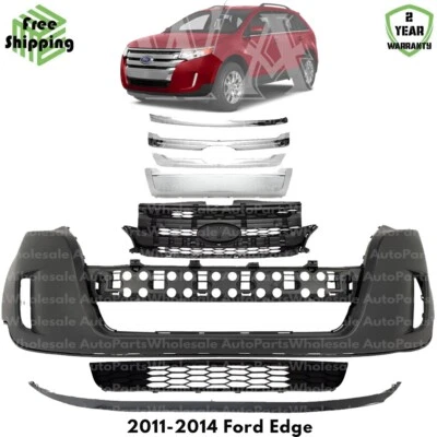 Front Bumper Cover Fascia & Grille Assembly Kit For 2011-2014 Ford Edge Foto 1 de 4