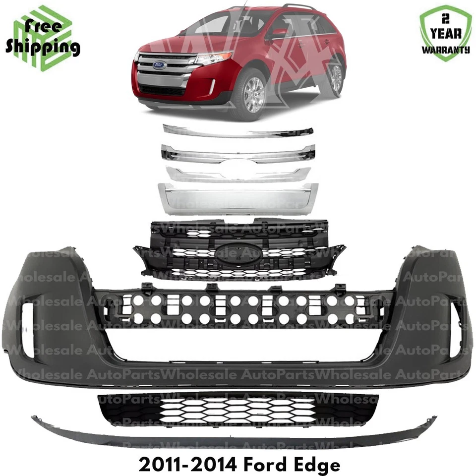 Front Bumper Cover Fascia & Grille Assembly Kit For 2011-2014 Ford Edge Foto 1 de 4