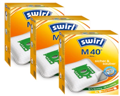 12 Staubsaugerbeutel Swirl M 40, M40 geeignet für Miele Complete C2 Tango EcoLin