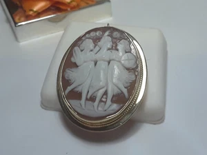 Antike viktorianische 3 geschnitzte Gnaden Kamee 14Kt Gelbgold Anstecknadel oder Anhänger #13315 - Bild 1 von 4