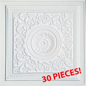 MAJESTY White, PVC Ceiling Tile for Grid System Suspended T Bar, 2' x 2' 30 PCS - Foto 1 di 4