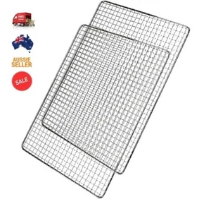 Grill Mesh BBQ 2X Hibachi Yakitori Steel Camping Cooking 50Cmx30Cm Mel eBayer 14 - Picture 1 of 2